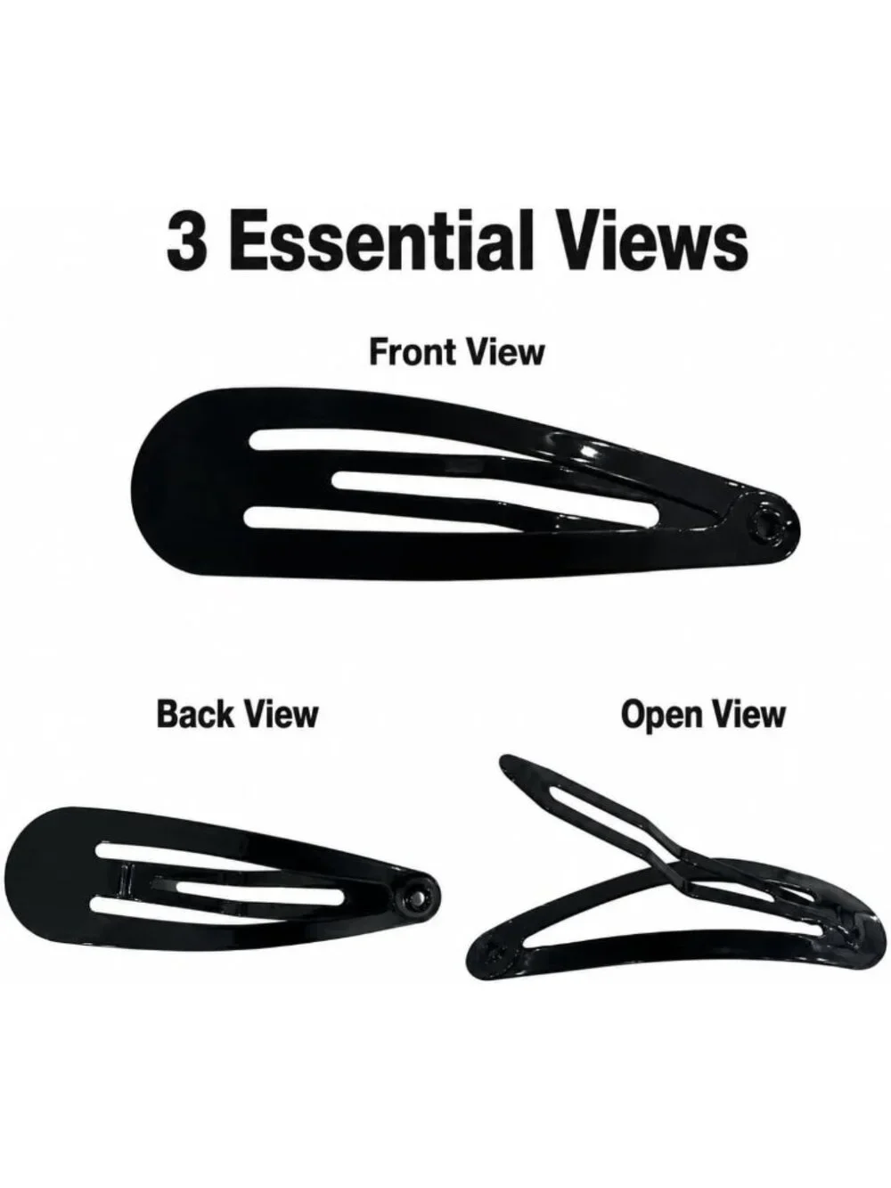 40 Pack Black 2 Inch Metal Snap Hair Clips for Women - Stylish Barrettes